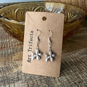 Silver Metal Balloon Dog Earrings
